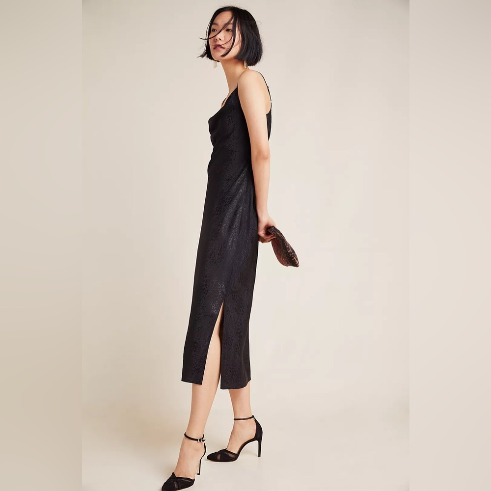 Anthropologie Amelie Jacquard Slip Dress Black - Picture 3 of 7